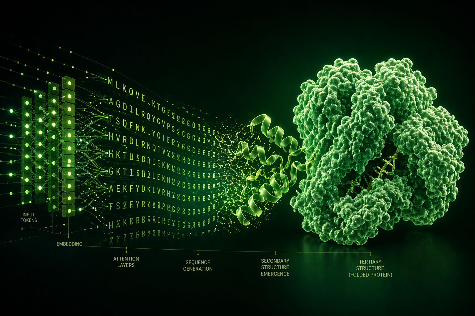 AI protein language model generating OpenCRISPR-1 gene editor from sequence data to folded protein structure